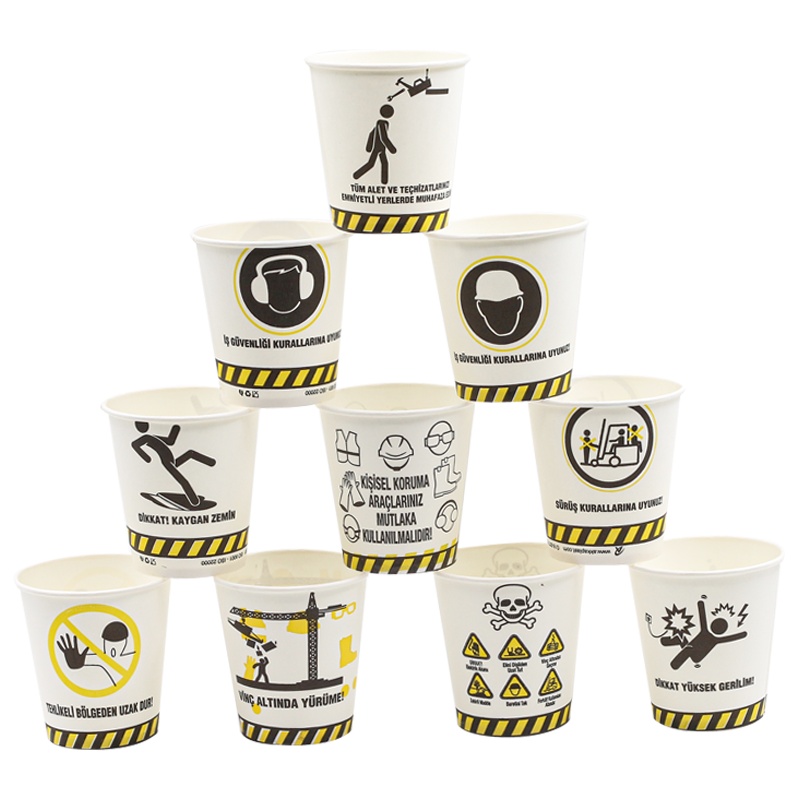 Akka 7 Oz İş Güvenliği Baskılı Karton Bardak 3000 Adet ISG - AKKA