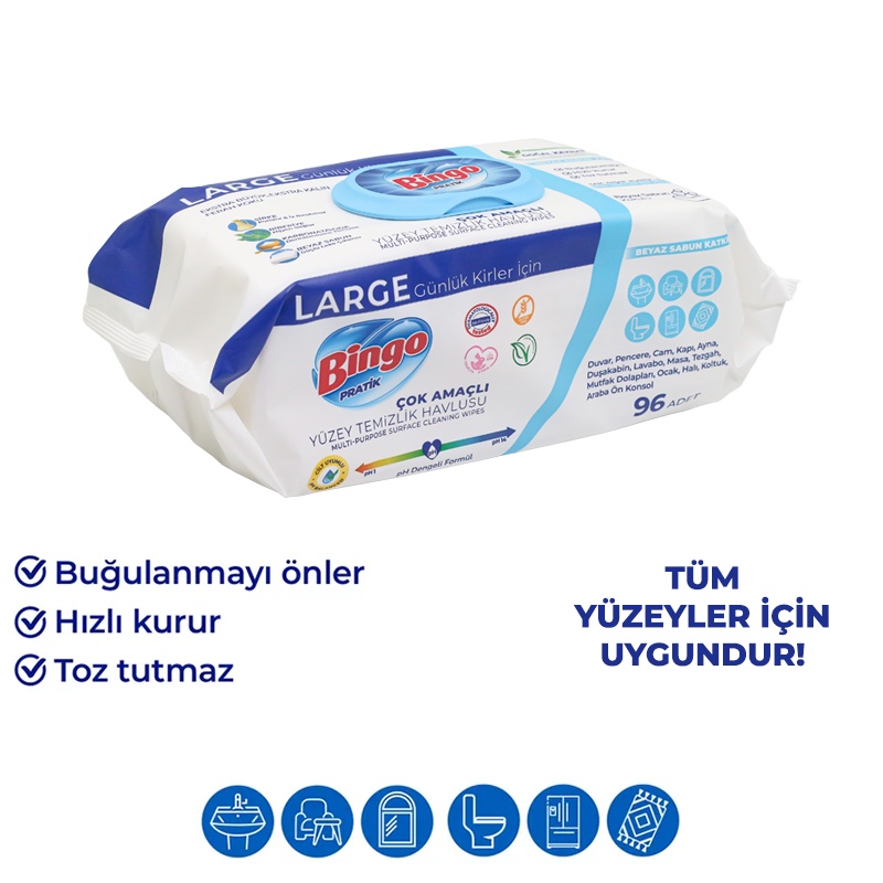 Bingo Pratik Large Yüzey Temizlik Havlusu Beyaz Sabun 96 Lı - 2