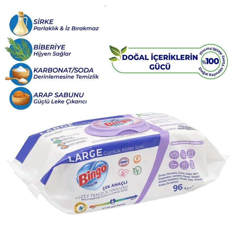 Bingo Pratik Large Yüzey Temizlik Havlusu Lavanta 96 Lı - Focus