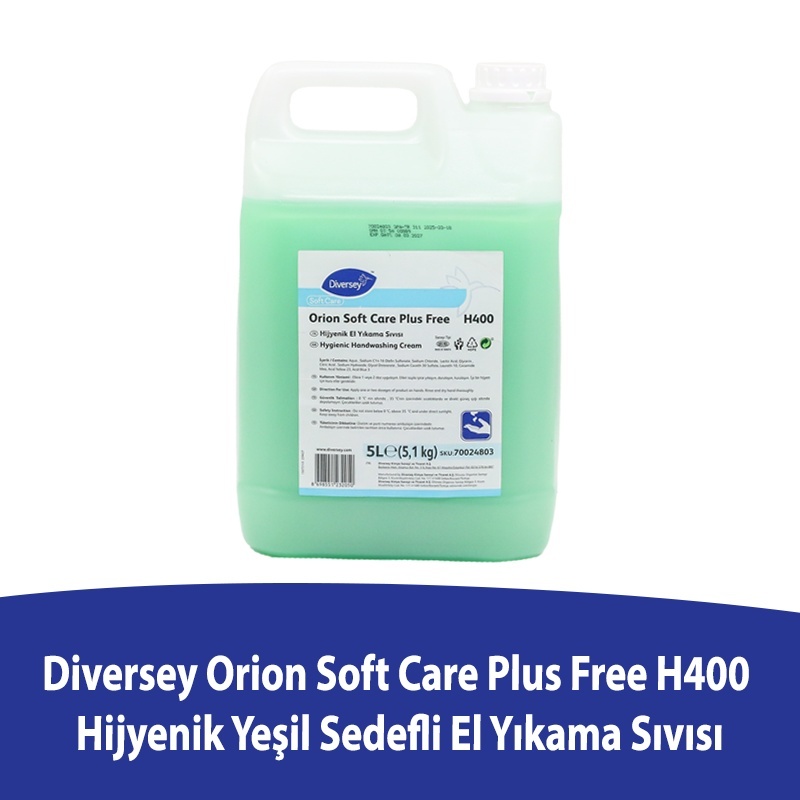 Diversey Orion Soft Care Plus Free H400 Yeşil Sedefli El Yıkama Sıvısı 5 L - DIVERSEY
