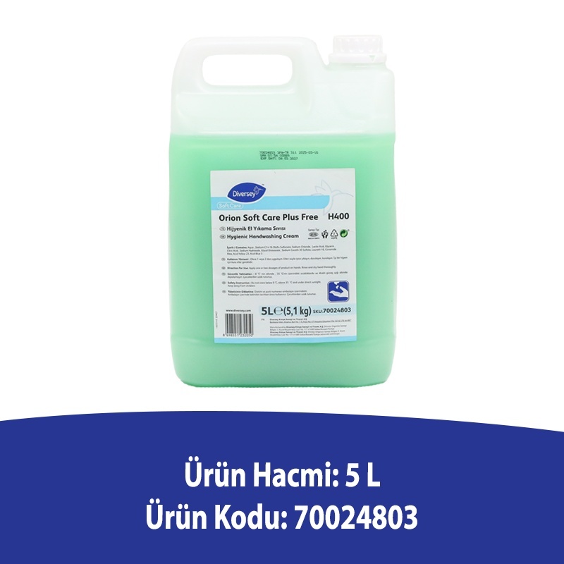 Diversey Orion Soft Care Plus Free H400 Yeşil Sedefli El Yıkama Sıvısı 5 L - DIVERSEY (1)