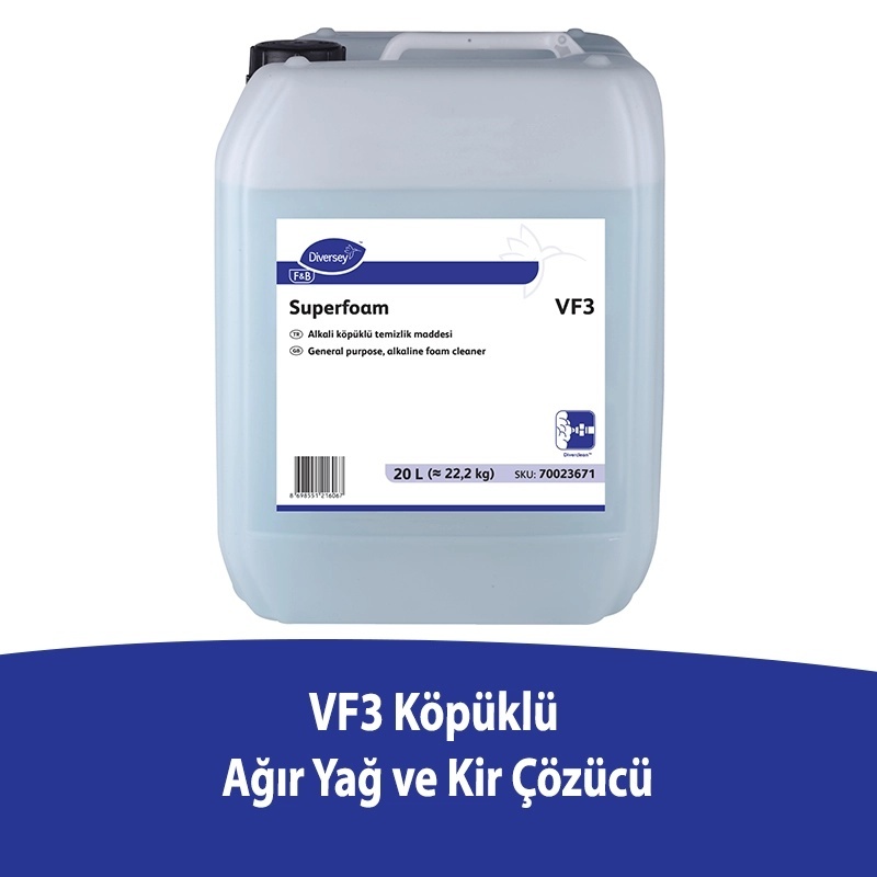 Diversey Superfoam VF3 Köpüklü Ağır Yağ ve Kir Çözücü Deterjan 20 L - DIVERSEY