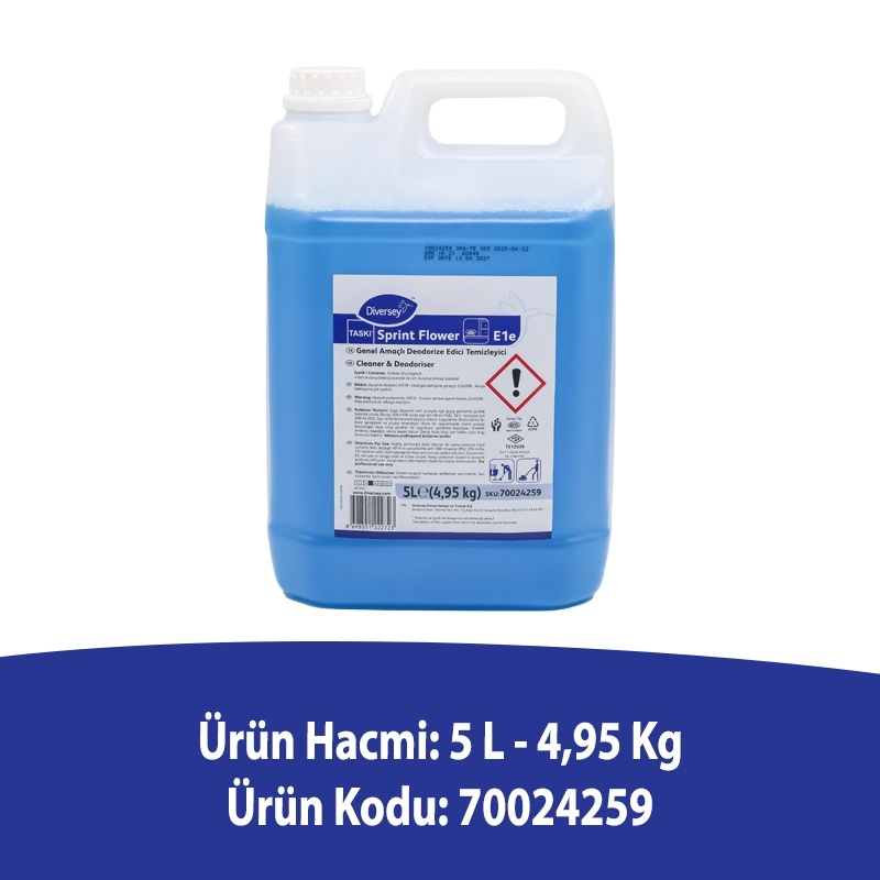 Diversey Taski Sprint Flower E1E Kalıcı Parfümlü Yüzey Temizleyici 5 L - DIVERSEY (1)