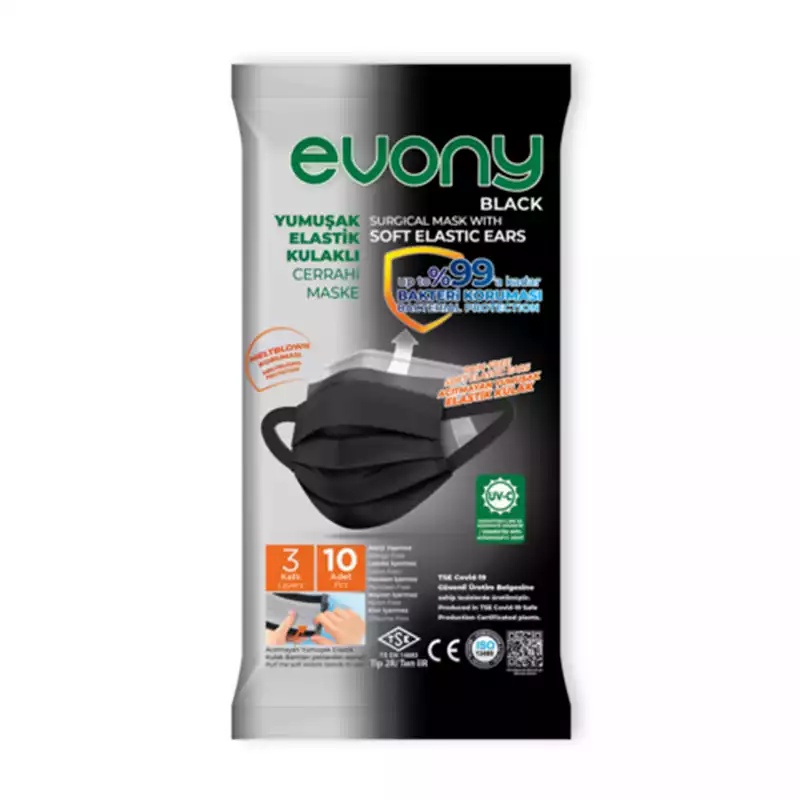 Evony Maske Siyah 10'lu - Focus