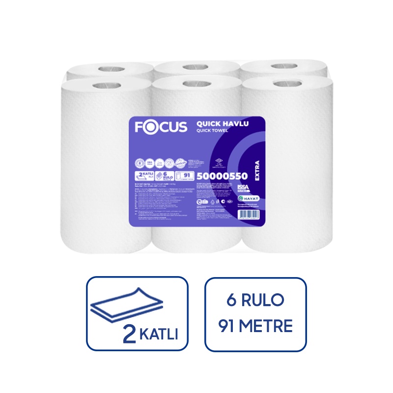 Focus Extra Quick Havlu 91 Metre 6'Lı 20,7 Cm - Focus