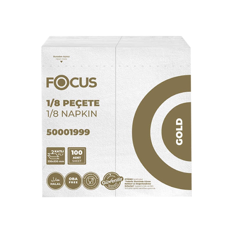 Focus Gold Maxi Garson Katlama Peçete 1/8 100Lü 24 Paket - Focus (1)