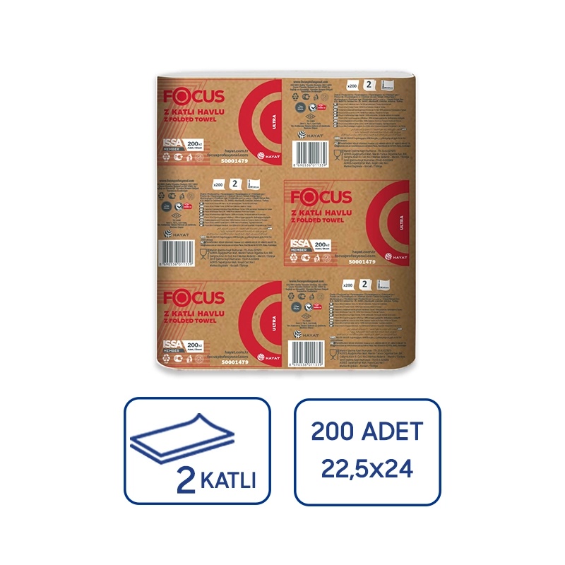 Focus Ultra Z Katlı Kağıt Havlu 200Li 12 Paket - Focus