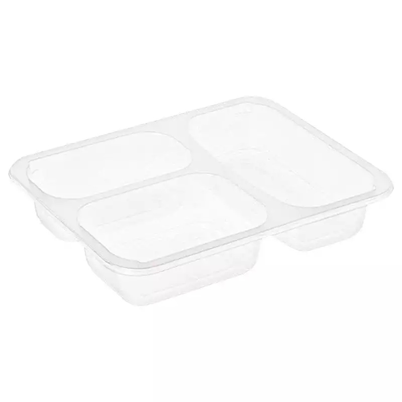 Folyoterm 3 Bölmeli Üst Folyo Yapıştırmalı Şeffaf Kap FT370 400 Adet - FOLYOTERM