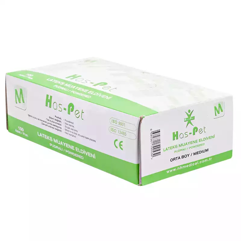 Haspet Pudralı Medium Muayene Eldiveni 100'lü - 2