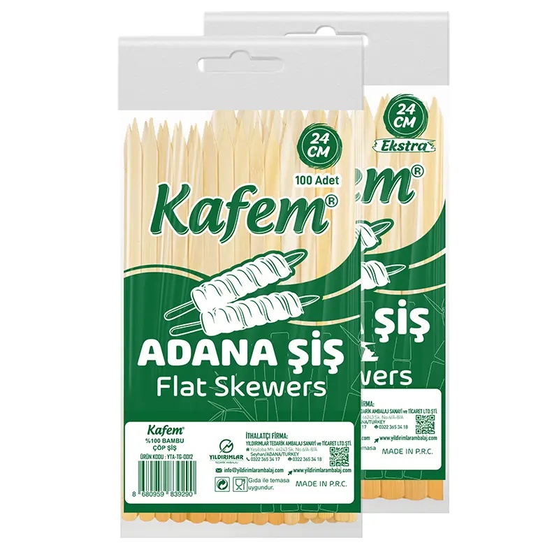 Kafem Bambu Adana Çöp Şiş 24 Cm 100 Adet - KAFEM