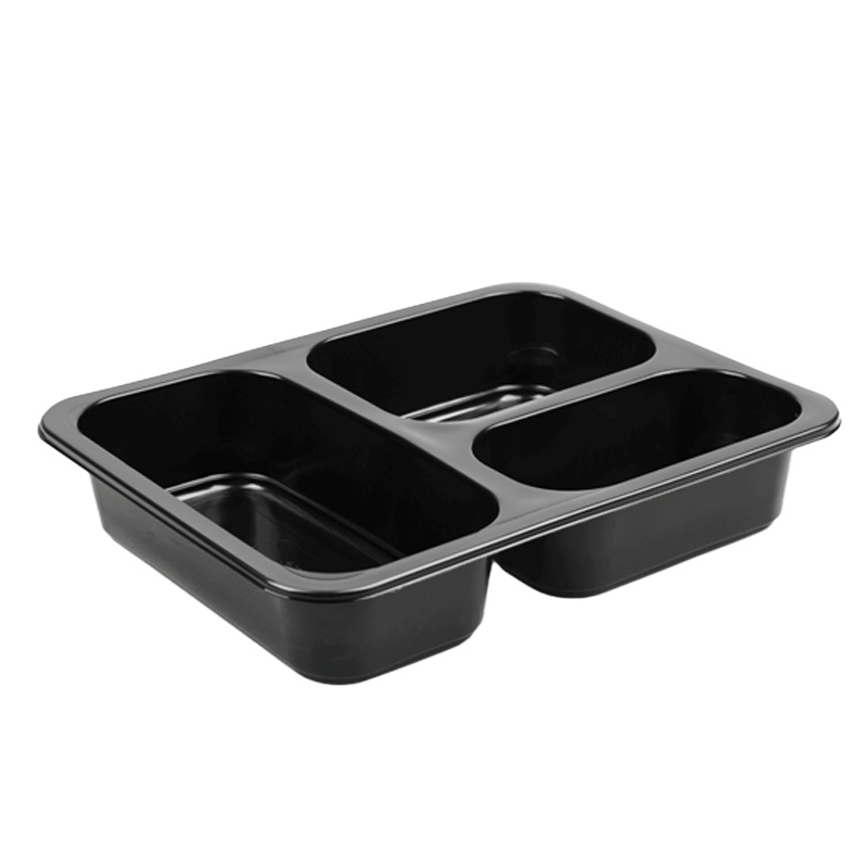 Limera PP Üst Yapıştırmalı 3 Bölmeli Kap Siyah 400 Adet LPP-853-S - LİMERA