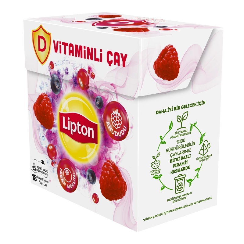 Lipton D Vitaminli Bitki ve Meyve Çayı Ahududu Yaban Mersini Aromalı 18'li Paket - 6