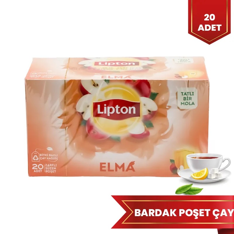 Lipton Elma Bardak Poşet Çay 20'li - LİPTON ÇAY