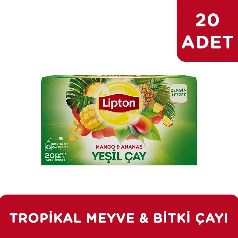 Lipton Tropikal Mango Ananas Yeşil Çay Bardak Poşet Bitki Çayı 20'li - 2