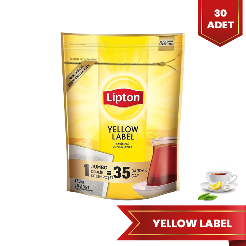 Lipton Yellow Label Jumbo Demlik Poşet Çay 25 Gr x 30 Adet - 1