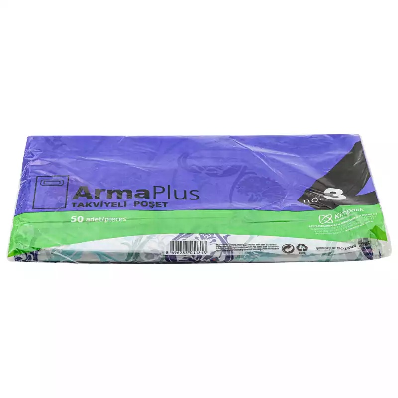 Naksan Takviyeli Poşet Opak Desen Türkiye No 3 50'li - NAKSAN (1)