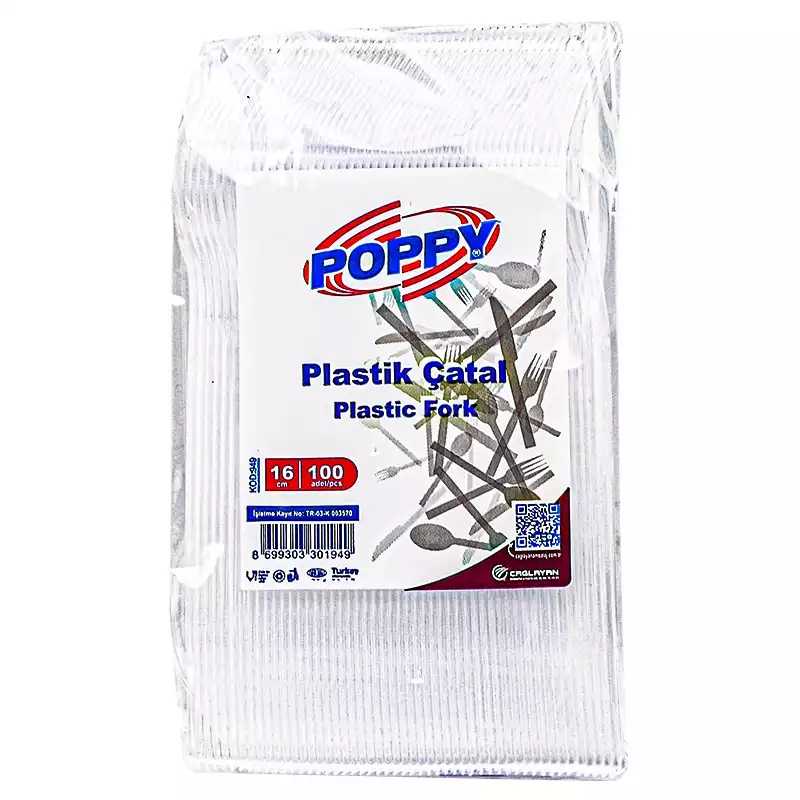 Poppy Ekonomik Plastik Çatal 100'lü - POPPY