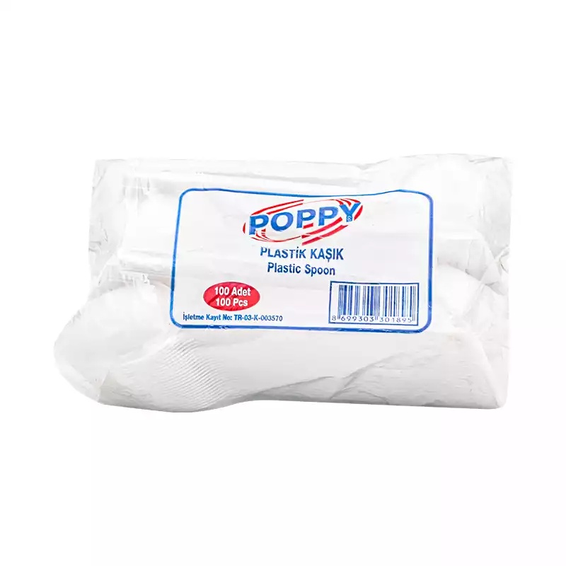 Poppy Plastik Kaşık 2,20 Gr Beyaz 100'lü - POPPY