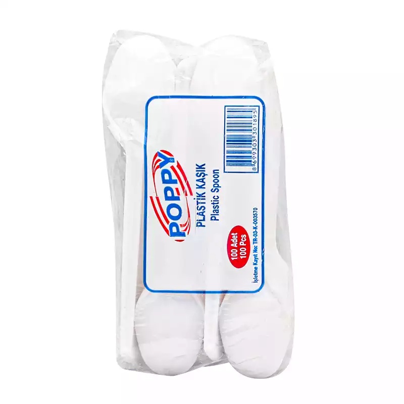 Poppy Plastik Kaşık 2,20 Gr Beyaz 100'lü - POPPY (1)