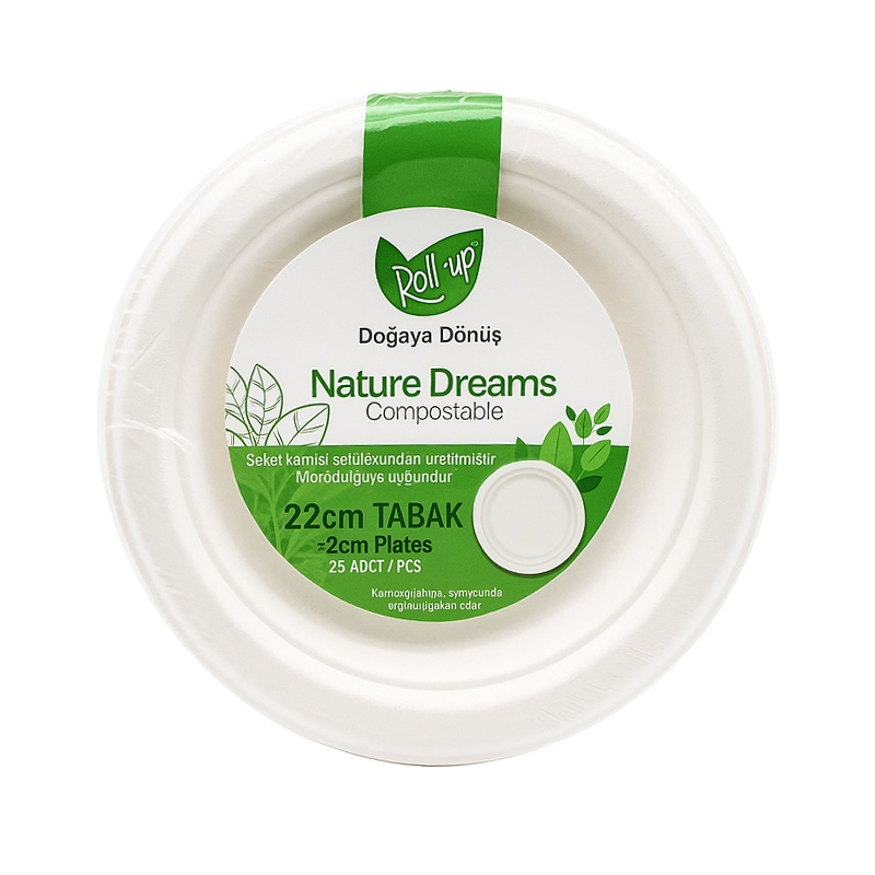 Roll Up Nature Dreams Doğa Dostu Karton Tabak 22 cm 25 Li - 1