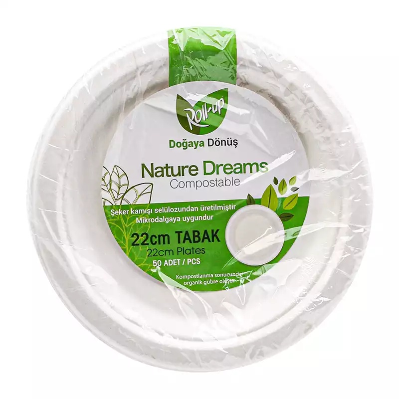 Roll Up Nature Dreams Doğa Dostu Karton Tabak 22 cm 50'li - ROLL-UP