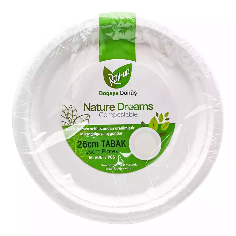 Roll Up Nature Dreams Doğa Dostu Karton Tabak 26 cm 50'li - ROLL-UP