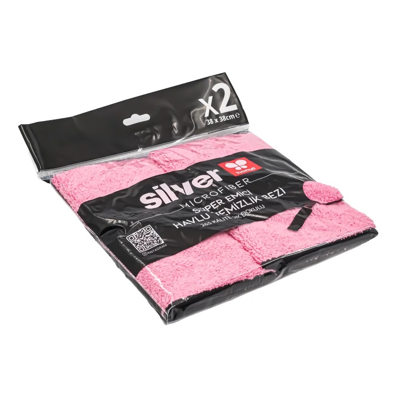 Silver Home Süper Emici Kurulama Bezi 2 Li Pembe 38x38 Cm - SILVER HOME