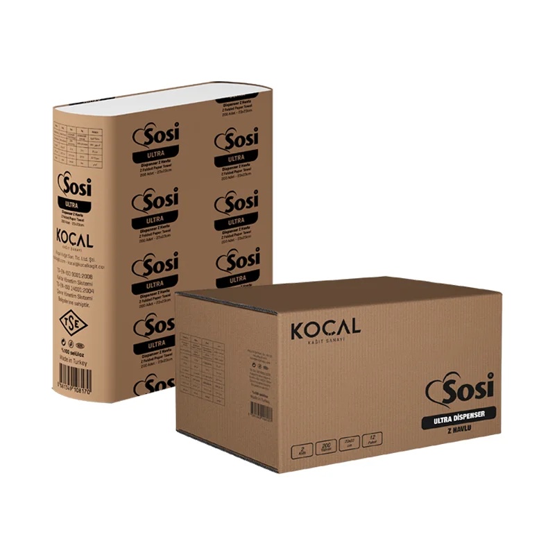 Sosi Ultra Dispenser Z Katlı Havlu 200 Lü 12 Paket Koçal 200x12 - KOÇAL