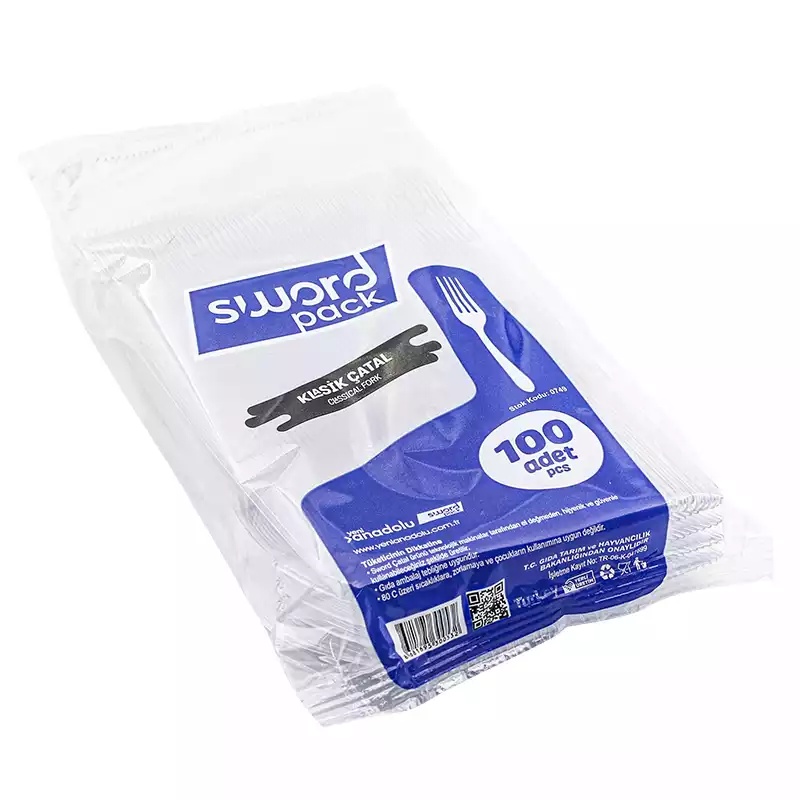 Sword Ekonomik Plastik Çatal Şeffaf 1,5 Gr 100'lü - SWORD (1)