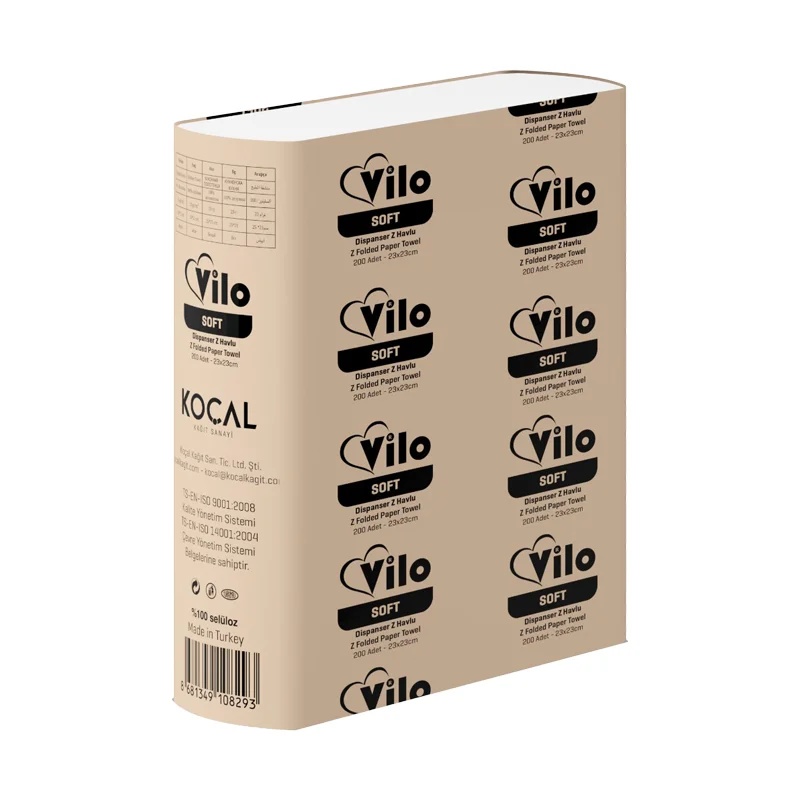 Vilo Soft Dispenser Z Katlı Havlu 200 Lü 12 Paket Koçal 200x12 - KOÇAL