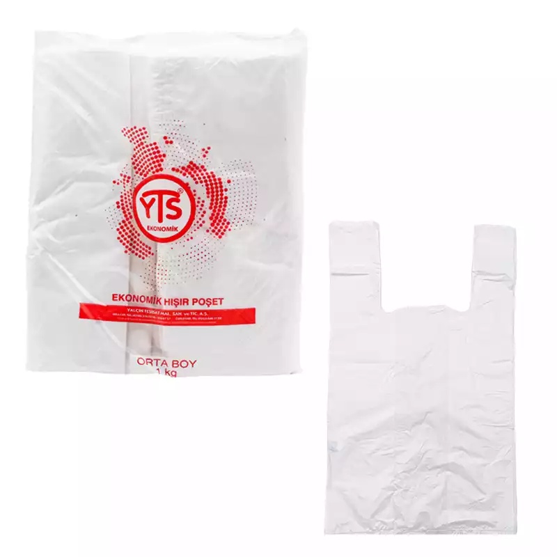 YTS Ekonomik Şeffaf Atlet Poşet Orta Boy 27x50 Hışır Poşet - YTS