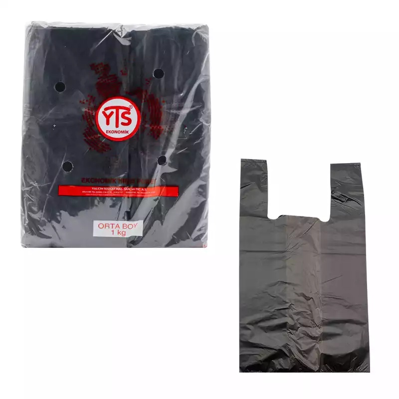 YTS Ekonomik Siyah Atlet Poşet Orta Boy 27x50 Hışır Poşet - YTS