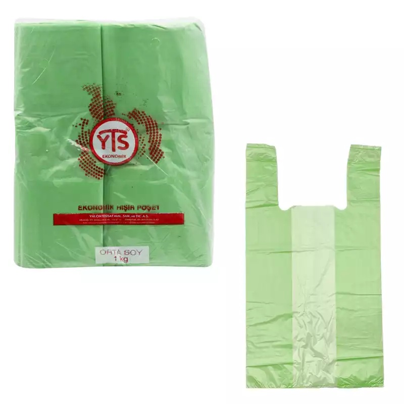 YTS Ekonomik Yeşil Atlet Poşet Orta Boy Hışır Poşet - YTS