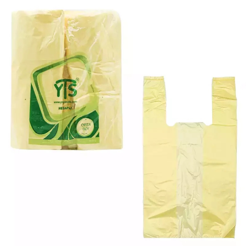 YTS Hesaplı Sarı Atlet Poşet Orta Boy 27x50 Hışır Poşet - YTS