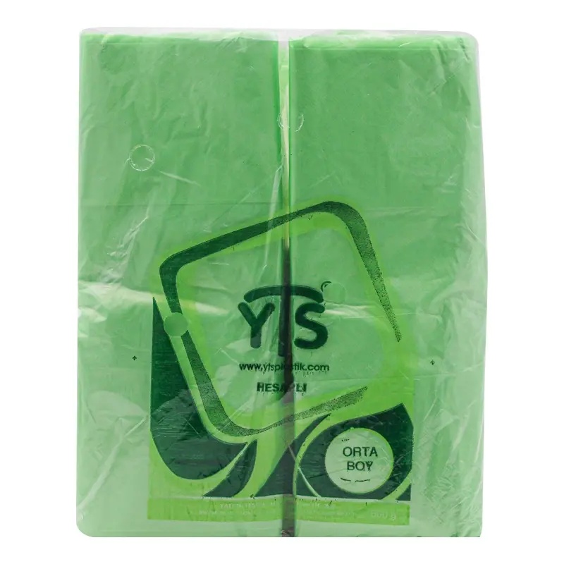 YTS Hesaplı Yeşil Atlet Poşet Orta Boy 27x50 Hışır Poşet - YTS (1)
