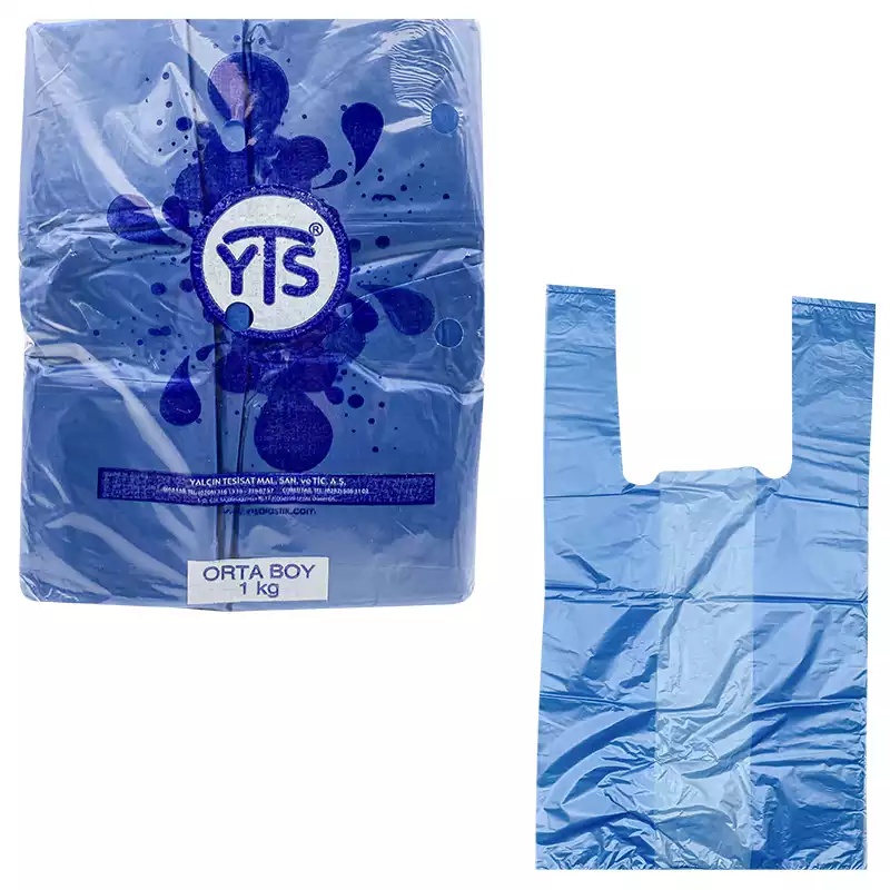 YTS Mavi Atlet Poşet Orta Boy 27x50 Hışır Poşet - YTS