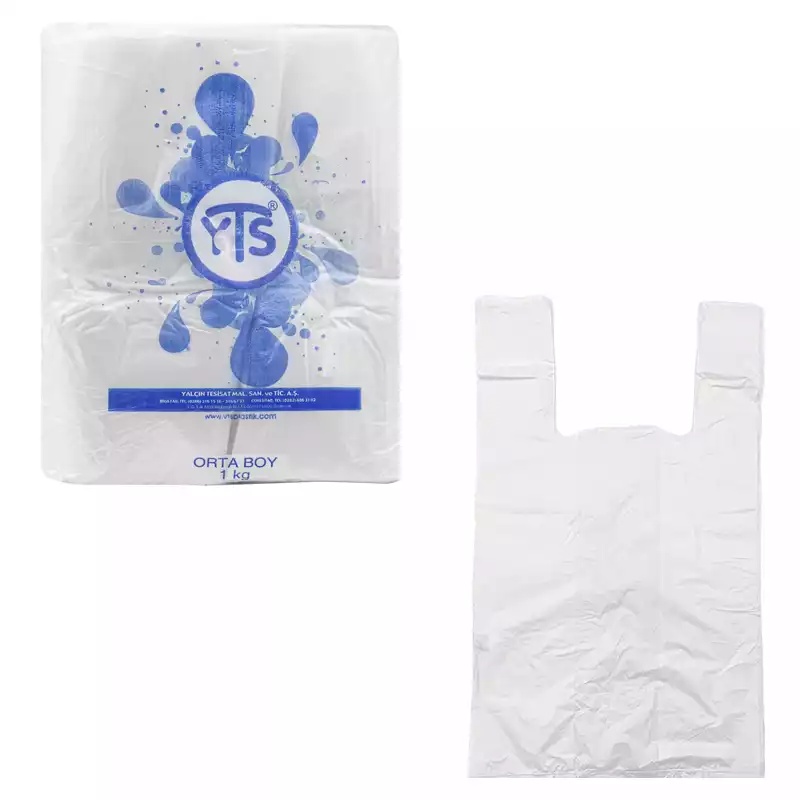 YTS Beyaz Atlet Poşet Orta Boy 27x50 Hışır Poşet - YTS