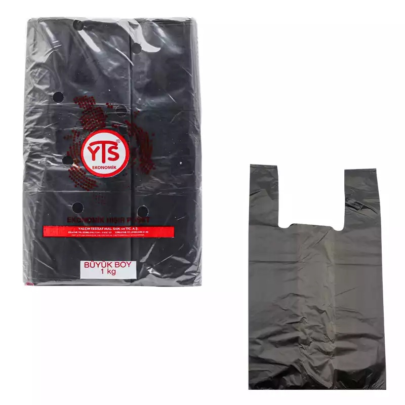 YTS Siyah Atlet Poşet Büyük Boy 30x60 Hışır Poşet - YTS
