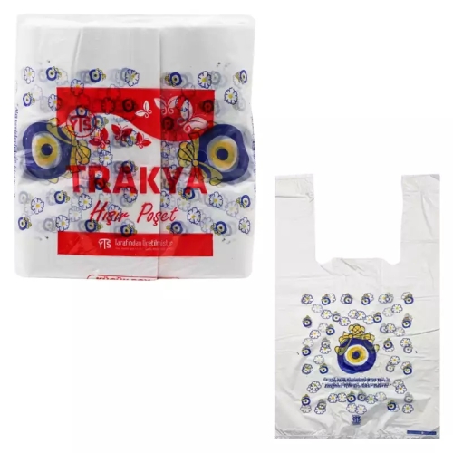 YTS Trakya Nazar Boncuk Baskılı Poşet Küçük Boy 24x40 Atlet Poşet - YTS