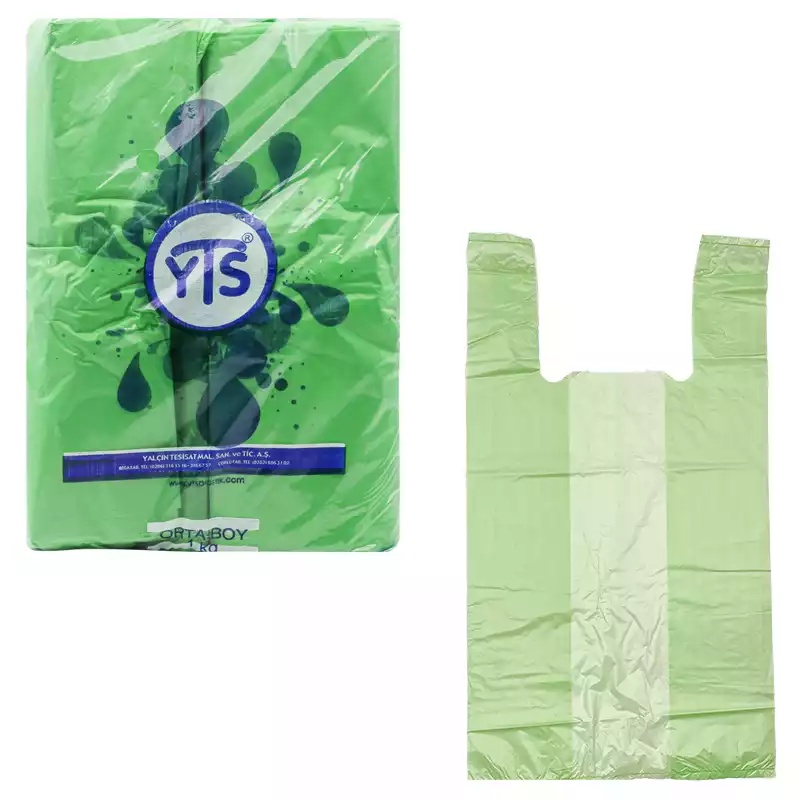 YTS Yeşil Atlet Poşet Orta Boy 27x50 Hışır Poşet - 1